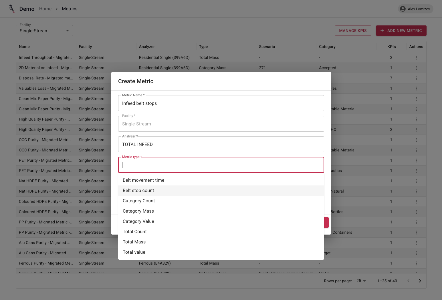 Create custom metrics in the Greyparrot Analyzer portal