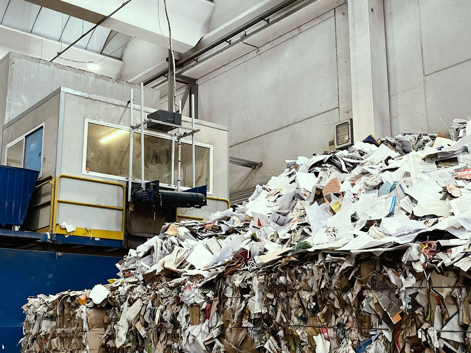 A pile of waste fibre being recovered at GV Macero's MRF